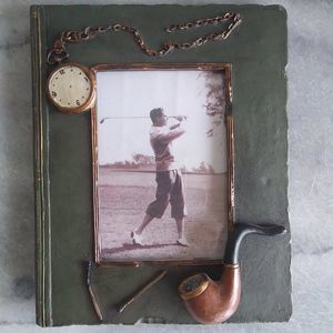 Book, Pipe and Pocket Watch Picture Frame, 3" x 5" Photo